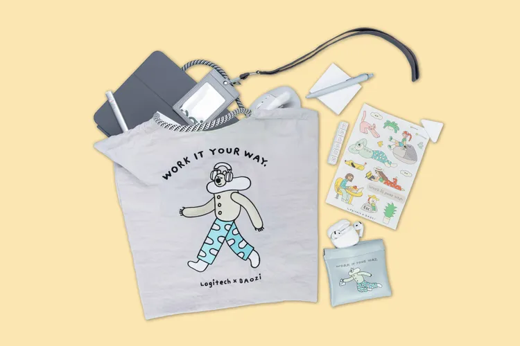 羅技女子節活動推出與插畫家包大山聯名的限量周邊，包括刺繡手提袋、皮革收納包與造型貼紙等，以經典角色「熊超人」與溫暖手繪風格打造療癒系設計，為日常辦公與隨身收納增添趣味與質感。羅技提供