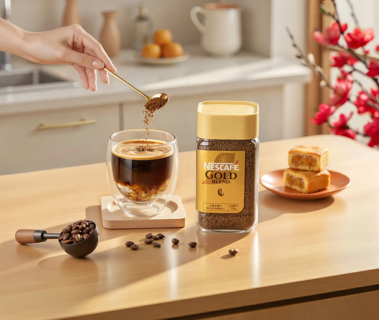 雀巢金牌微研磨咖啡香氣瞬間綻放，讓客廳即刻化身居家咖啡館，緩解疲勞。業者提供