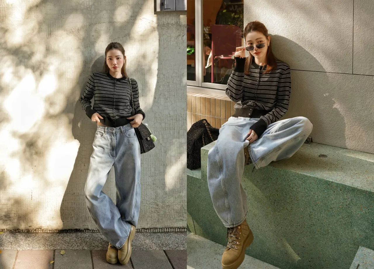 許路兒下身又以寬鬆丹寧褲配上厚底靴營造酷帥感。翻攝許路兒IG