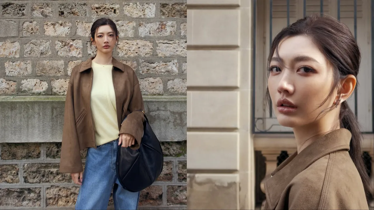 吳宜樺以鵝黃色上衣疊搭麂皮外套。翻攝吳宜樺IG