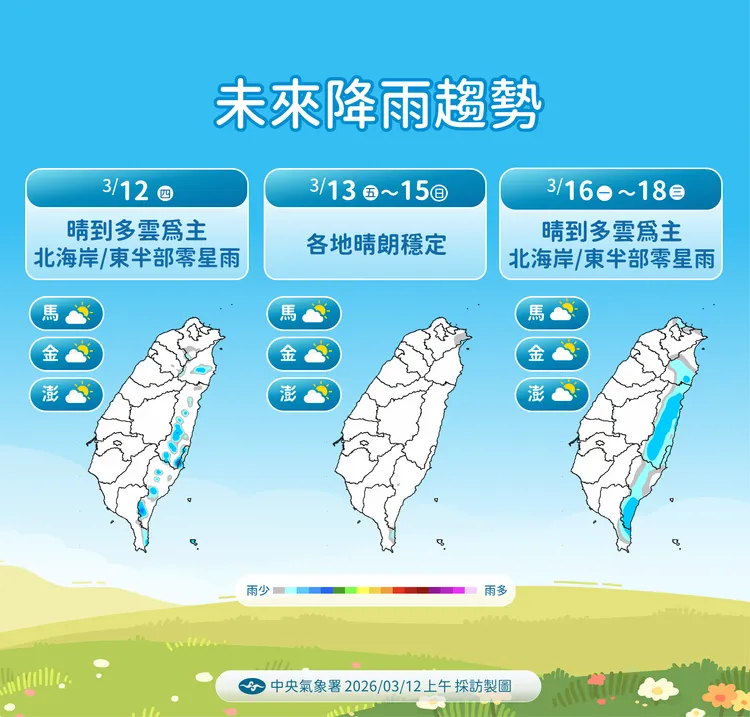 未來降雨趨勢。氣象署提供