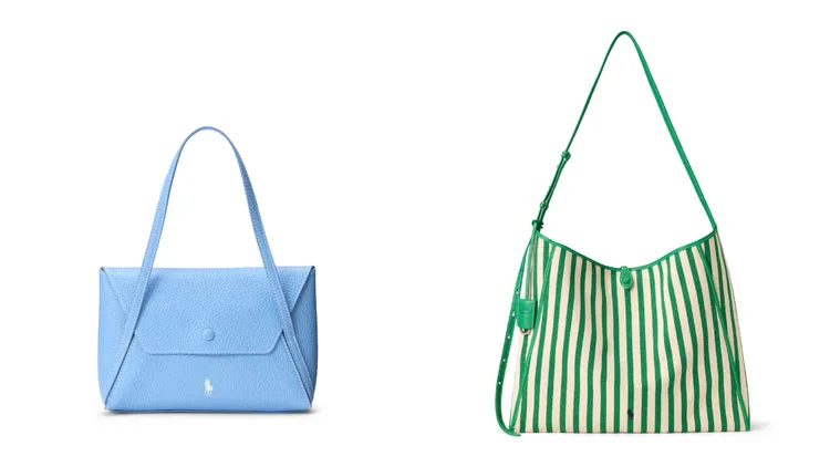 Polo Ralph Lauren Polo Play迷你皮革信封包（左）1萬4480元、Polo Play郵差包（右）1萬8880元。品牌提供
