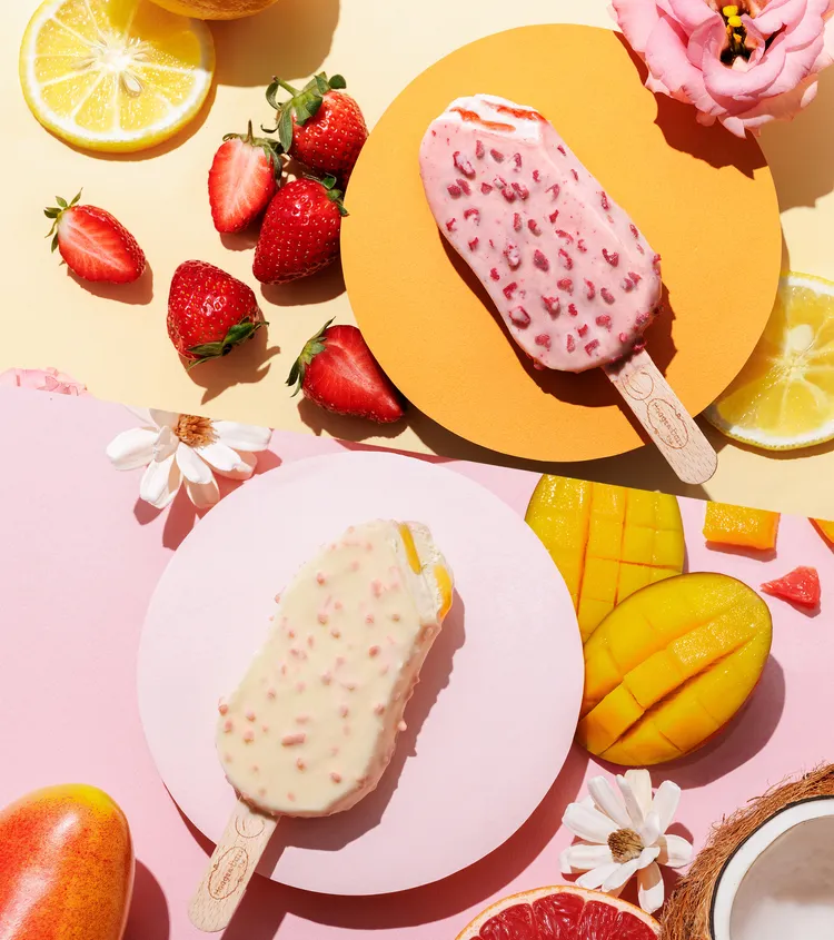 頂級冰淇淋品牌Häagen-Dazs哈根達斯推出「春日果香」系列雪糕新品，包含芒椰葡萄柚、草莓柚子2款全新脆皮雪糕，以新鮮水果與香醇冰淇淋打造春季果香饗宴。業者提供
