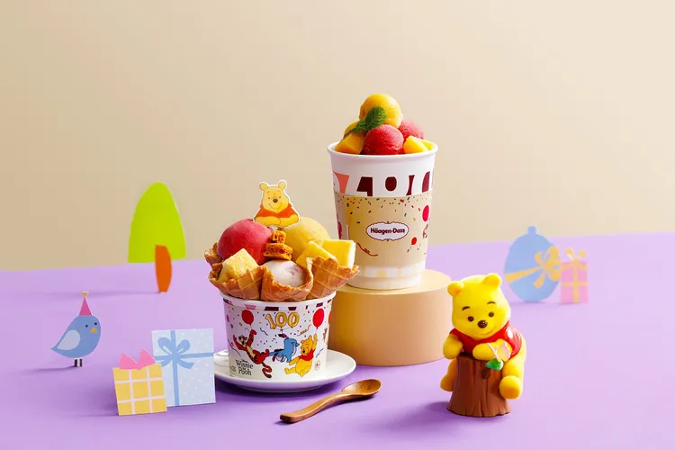 哈根達斯亦推出聖代與冰淇淋凍飲讓維尼粉們能輕鬆享受極致美味。業者提供
