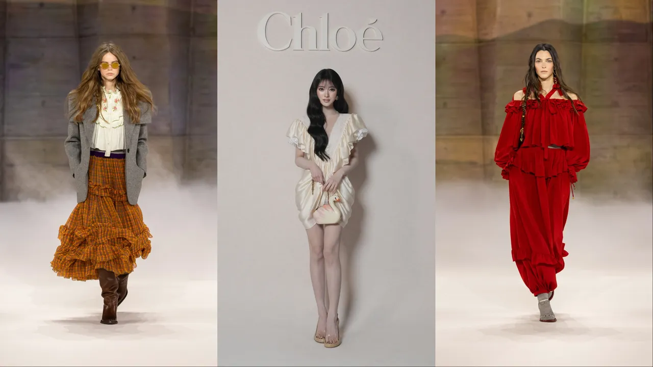 MEOVV的日籍成員ANNA（中）出席Chloé 2026秋冬大秀。品牌提供