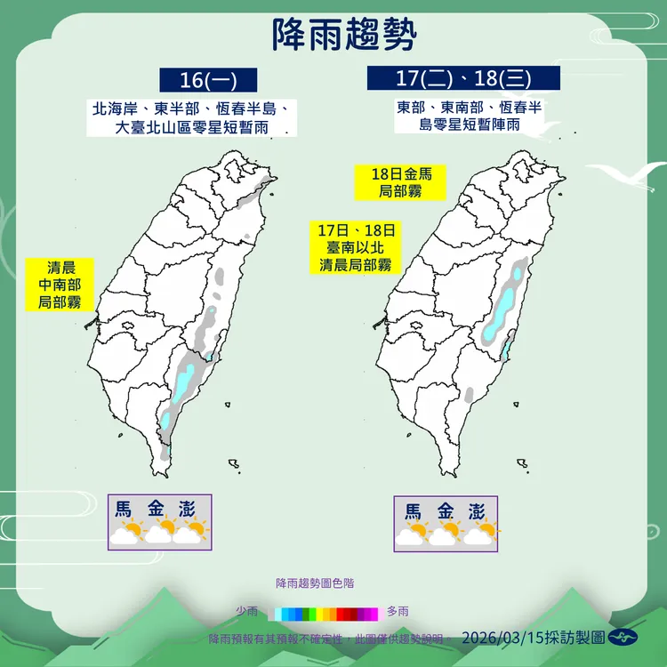 未來降雨趨勢。氣象署提供