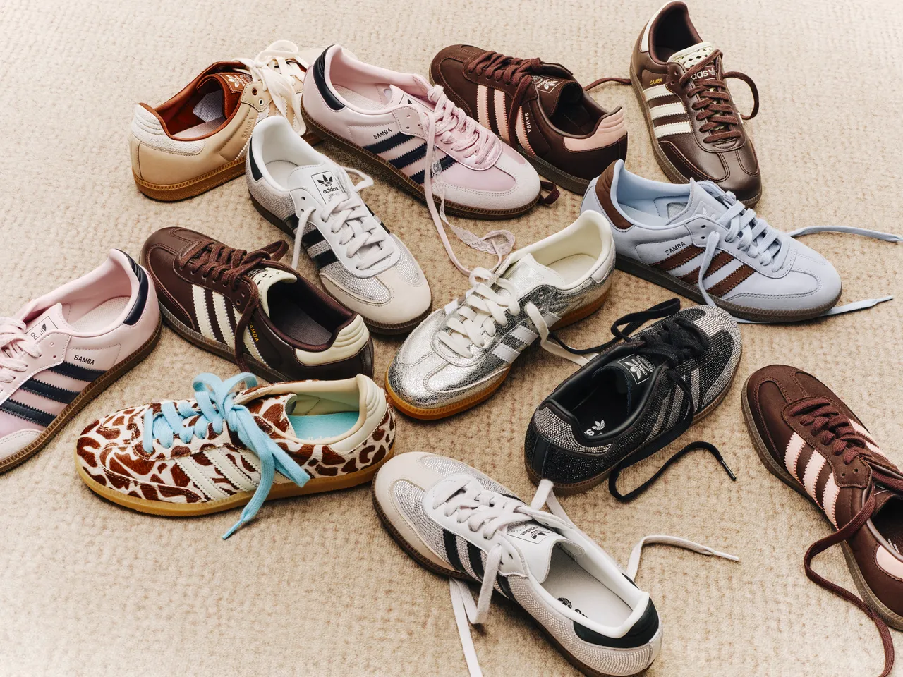 Samba本季展現豐富工藝層次與材質對話，推出水鑽、動物紋、拼接款式。品牌提供