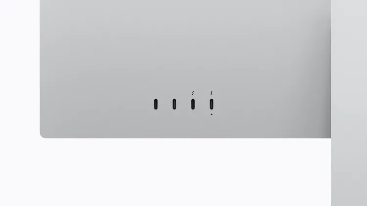Studio Display XDR內含兩個Thunderbolt 5連接埠和兩個USB-C連接埠，可支援一系列工作流程。Apple官網