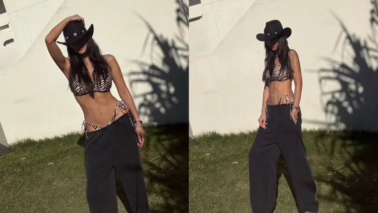 孫芸芸在動物紋比基尼外搭配棉褲反而更添性感。翻攝孫芸芸IG