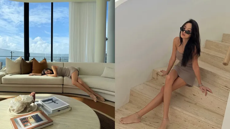 孫芸芸以緊身平口短洋裝曬出大長腿。翻攝孫芸芸IG