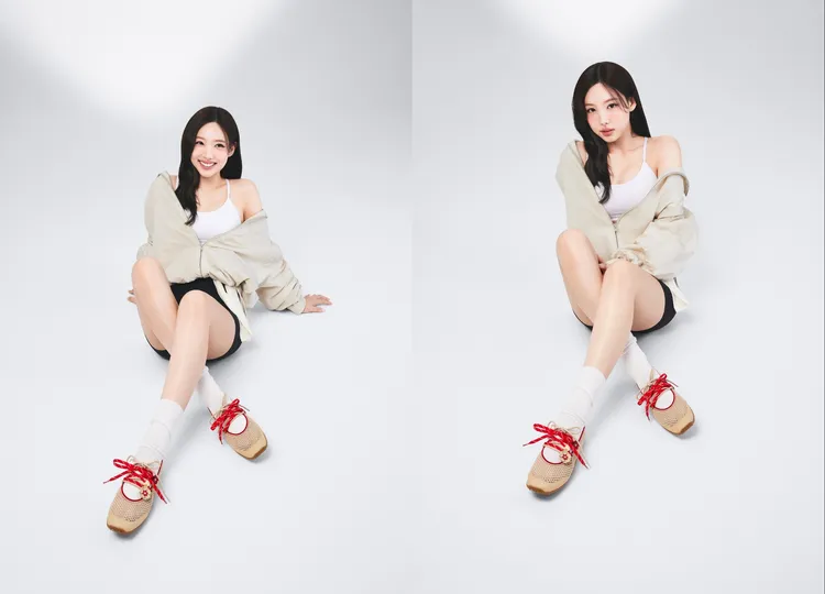 娜璉腳上的CECILY鞋以雙色鞋帶、花朵飾扣進行點綴。品牌提供