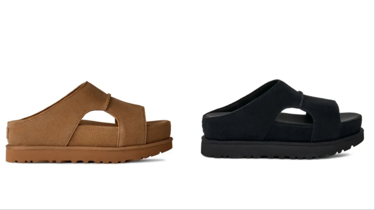 UGG Goldenstar Hi Cutout Slide-鏤空厚底涼鞋，各5280元。品牌提供