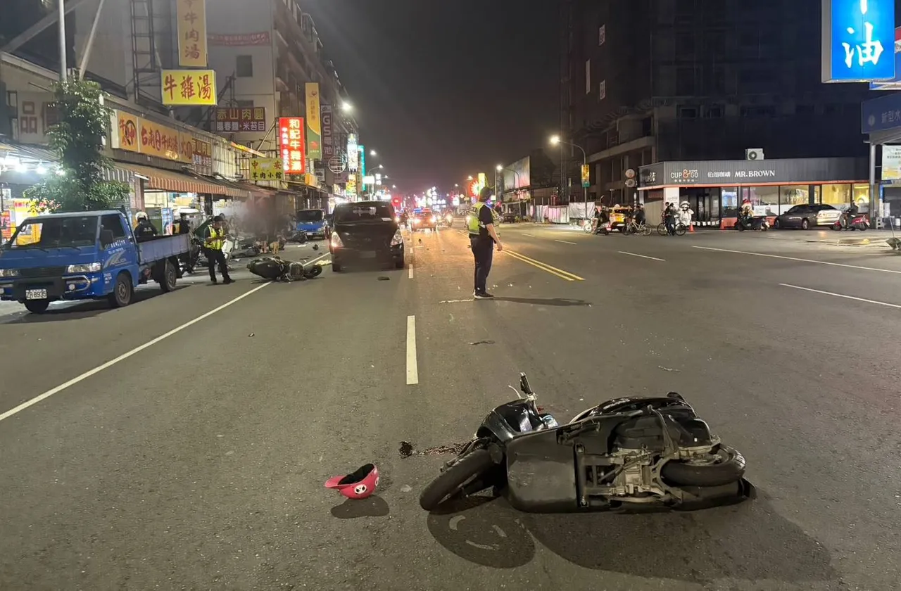 楊男毒駕追撞機車，造成1死2傷。翻攝畫面