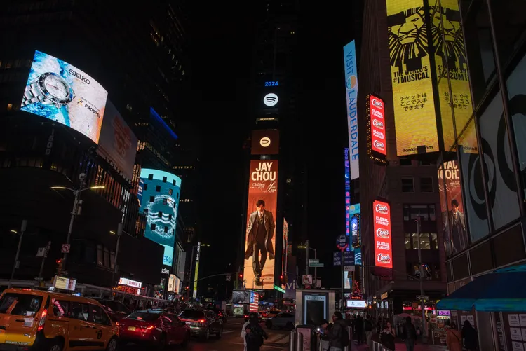 紐約時代廣場出現周杰倫廣告。杰威爾提供