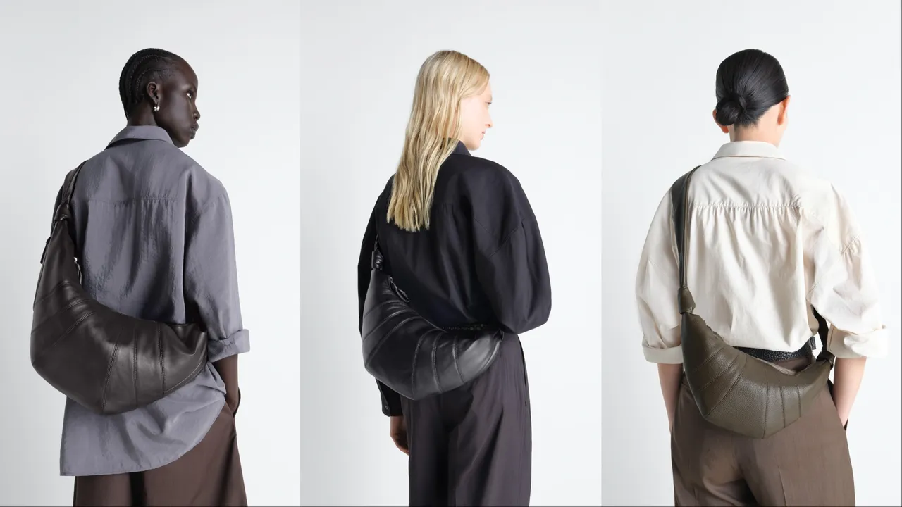 LEMAIRE大號Croissant Bag（左起）5萬8380元、中號4萬9980元、小號4萬1880元。品牌提供

