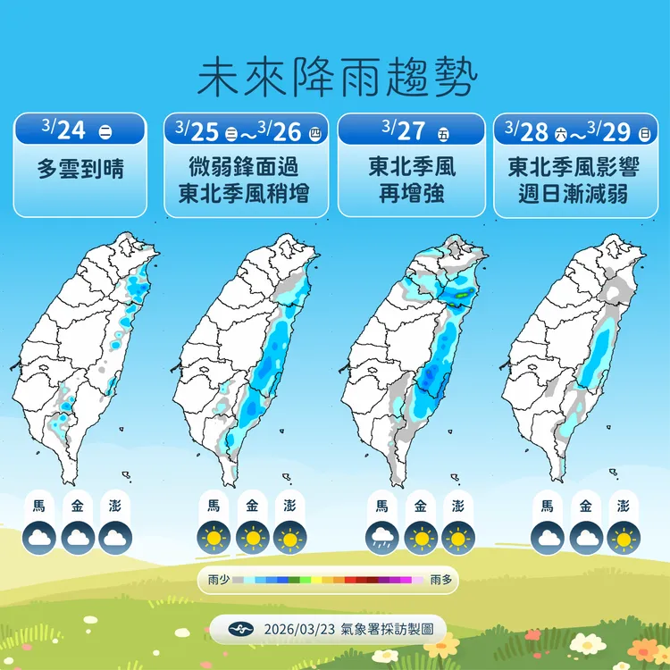 未來降雨趨勢。氣象署提供