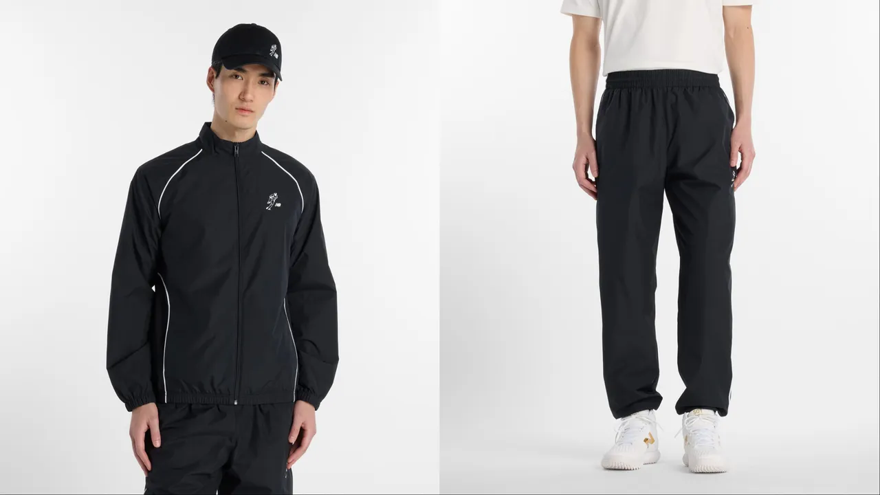 New Balance聯名大谷翔平系列訓練外套（左）2280元、訓練長褲（右）2080元。品牌提供