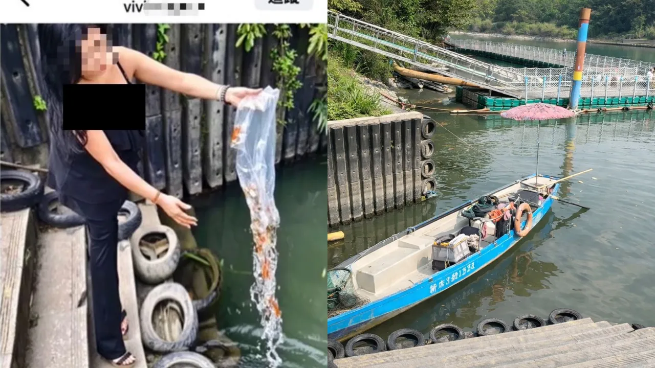 女子聽信命理師建議，前往購買朱文錦，之後到新店區碧潭後方渡船頭放生。新北市政府動保處