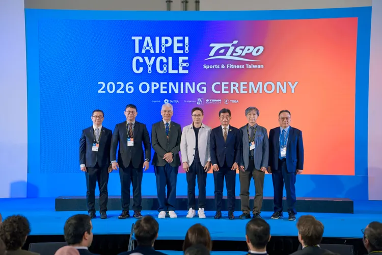 全球運動與健康產業年度盛會「2026台北國際自行車展（TAIPEICYCLE）」與「台灣國際運動及健身展（TaiSPO）」昨於台北南港展覽館盛大開幕。貿協提供