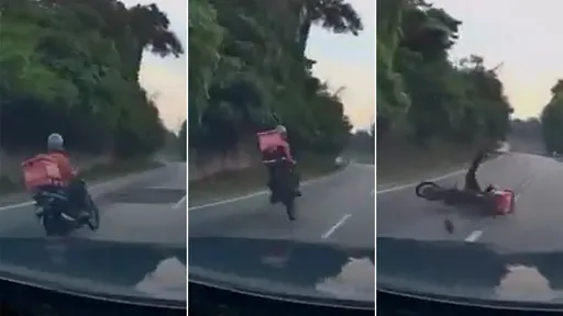 補丁爛路逼你蹺尾輪　外送員慘摔！影片曝光讓民眾怒了