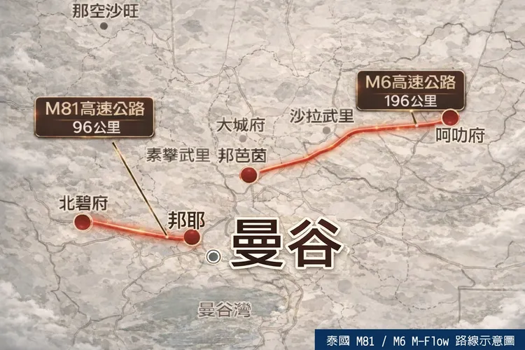 泰國高速高路M81電子收費系統已通車營運，M6則預計於2028年全線完工。遠通電收提供
