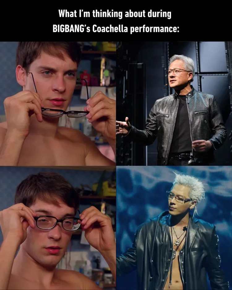 BIGBANG太陽被迷因始祖9gag認證造型很像黃仁勳。翻攝IG