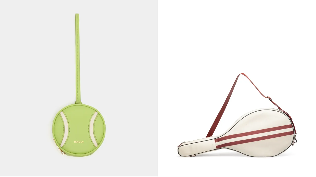 BALLY TENNIS網球零錢包（左）1萬6800元、TENNIS網球拍袋（右）5萬2800元。品牌提供
