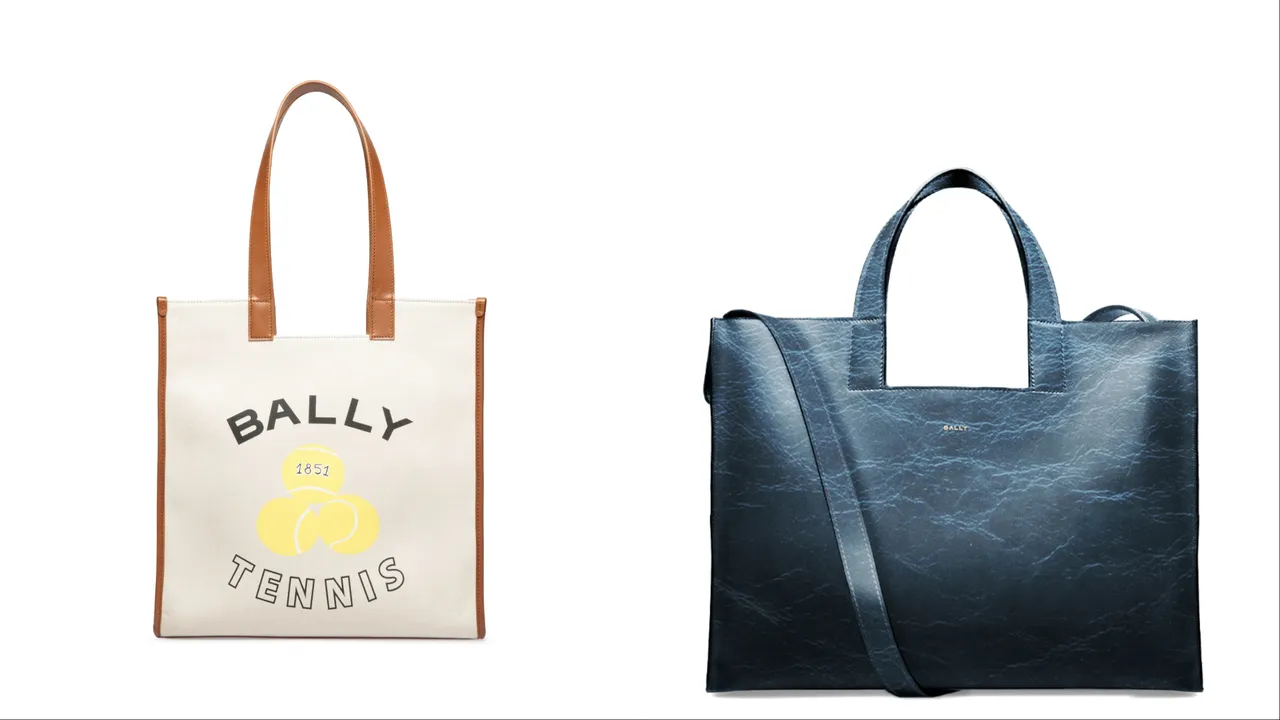 BALLY TENNIS EASY BALLY直式托特包 （左）、EASY BALLY橫托特包（右），各3萬2800元。品牌提供