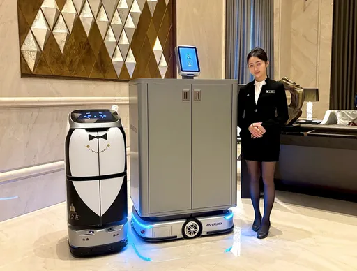 台中物業公司推動數位轉型　引進大型配送機器人搭電梯送包裹