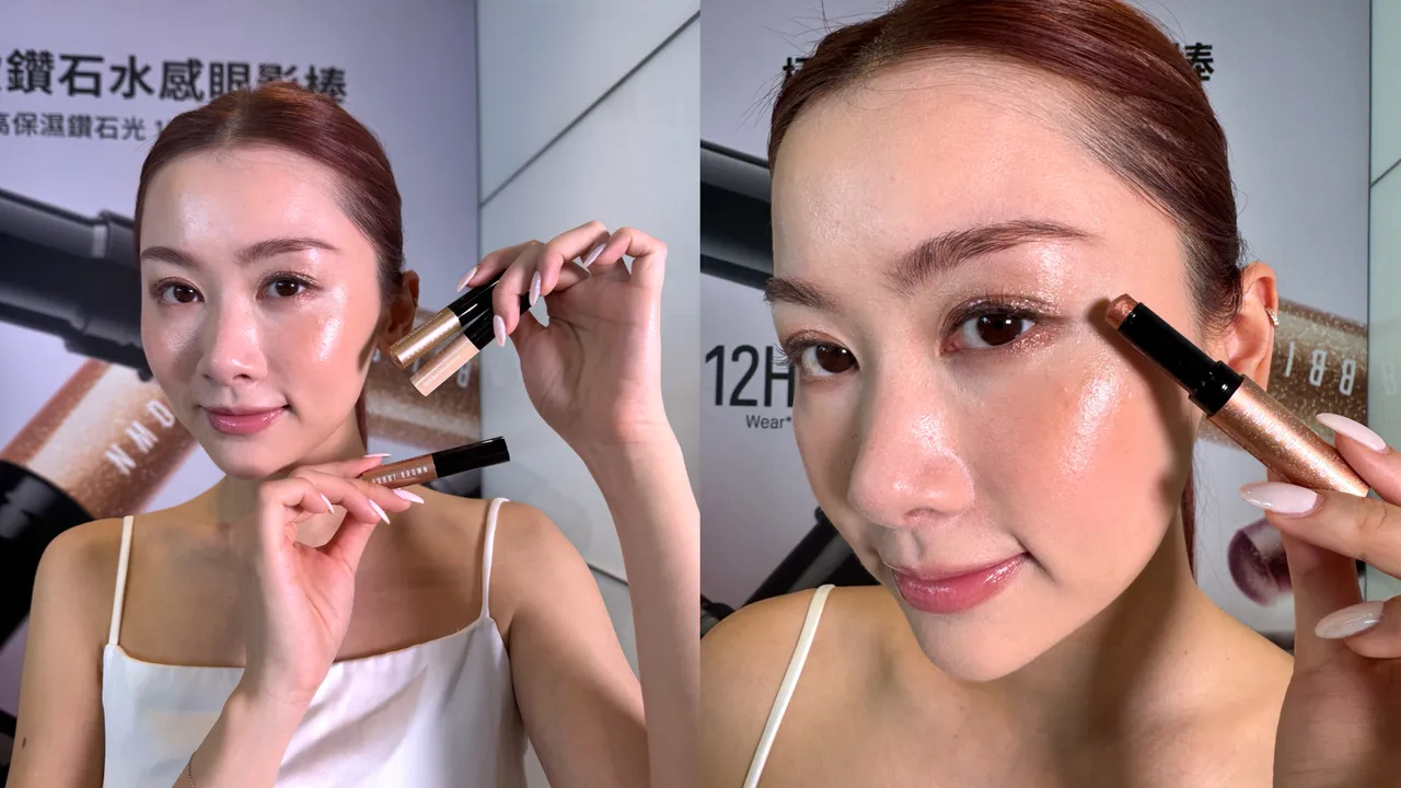 Model示範Bobbi Brown全新極致鑽石水感眼影棒。張家玲攝