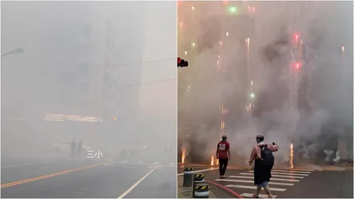 鑼鼓喧天煙霧茫茫！鹽埕宮廟遶境燃放鞭炮　環保局警察局都出手了