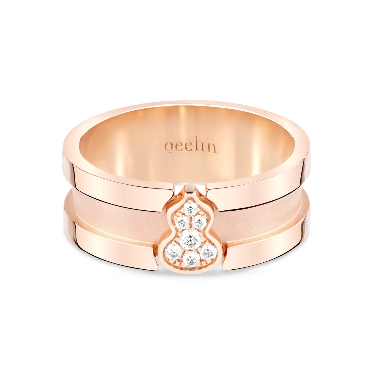 Qeelin Wulu Eternity 18K玫瑰金鑲鑽戒指（7mm），12萬9500元。品牌提供
