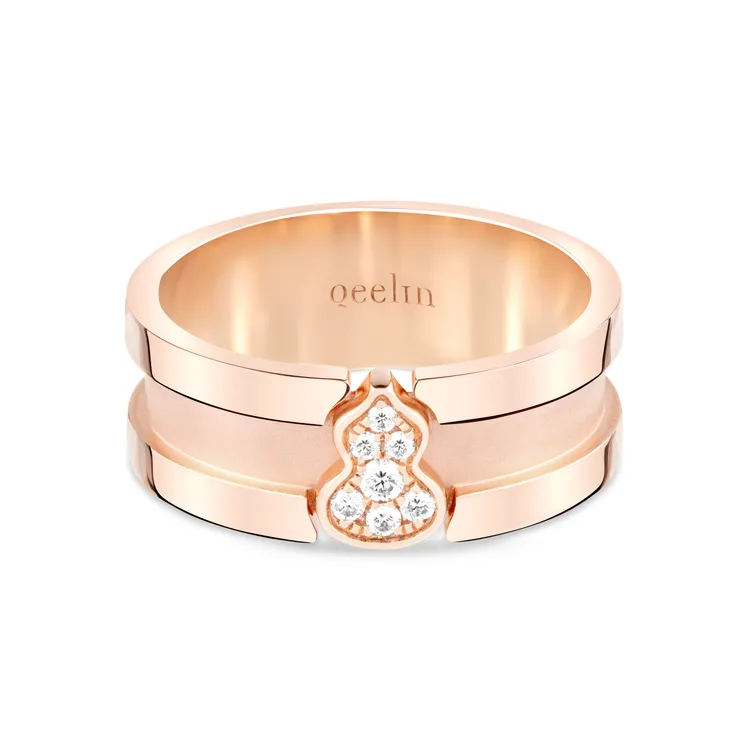 Qeelin Wulu Eternity 18K玫瑰金鑲鑽戒指（7mm），12萬9500元。品牌提供