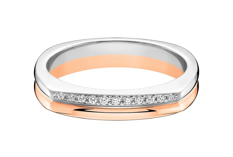 Qeelin Tien Di 18K玫瑰金鉑金鑲鑽戒指（4mm），9萬2500元。品牌提供