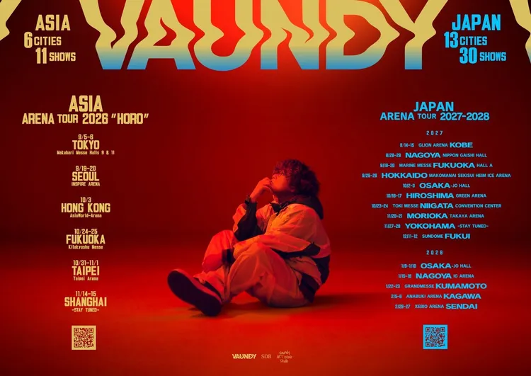 Vaundy首次舉行亞洲巡演，將於10/31、11/1登上台北小巨蛋。翻攝Vaundy X