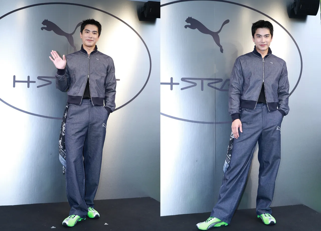 曾敬驊選擇銀光綠H-STREET點亮整體穿搭。彭欣偉攝