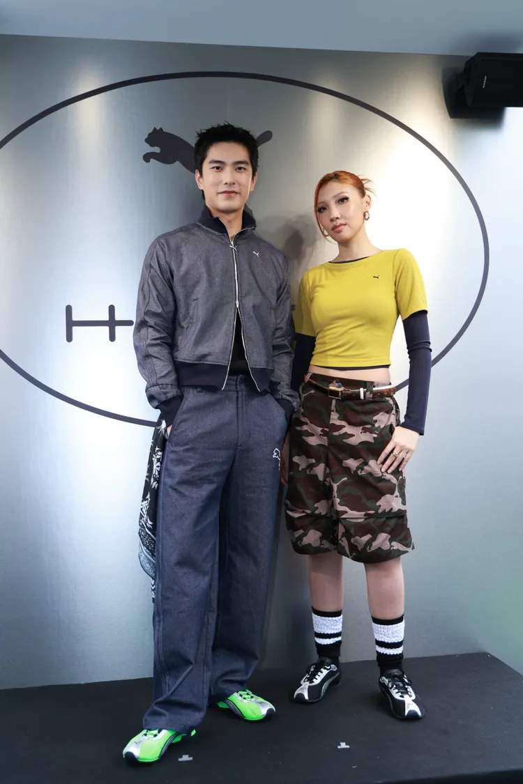 曾敬驊（左）、Karencici（右）現身「PUMA H-STREET 潮流得來速」。彭欣偉攝
