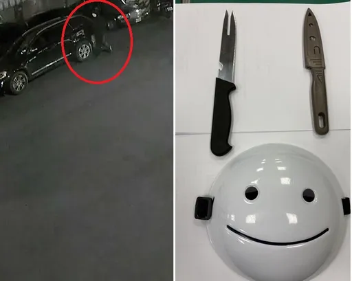 台中黑衣少年身懷雙刀戴面具逛街被壓制　熱心民眾、女警不慎劃傷