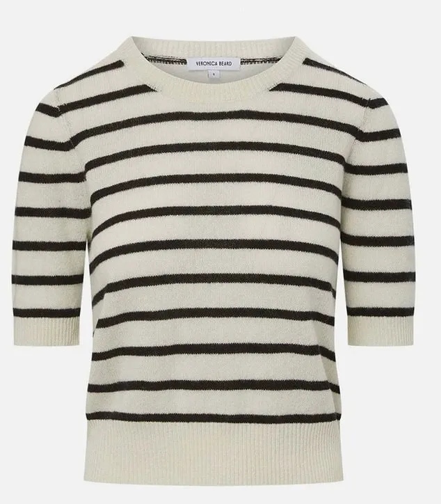 凱特上衣是Veronica Beard品牌條紋羊絨毛衣，售價為298英鎊（約1.2萬元台幣）。