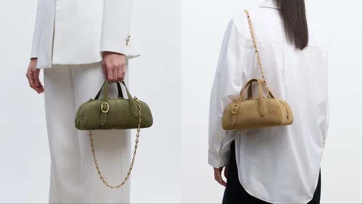 Cafuné 幽苔綠Mini Asra漫遊包（左）、柔霧黃Mini Asra漫遊包（右），各1萬3800元。品牌提供