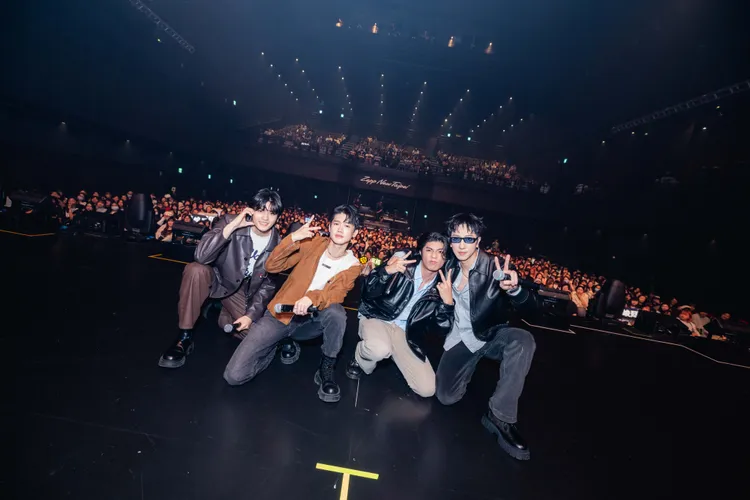 羅章恩（左起）、洪言翔、陳峻廷和張哲偉在春樂祭舞台久違合體。量籽計畫提供