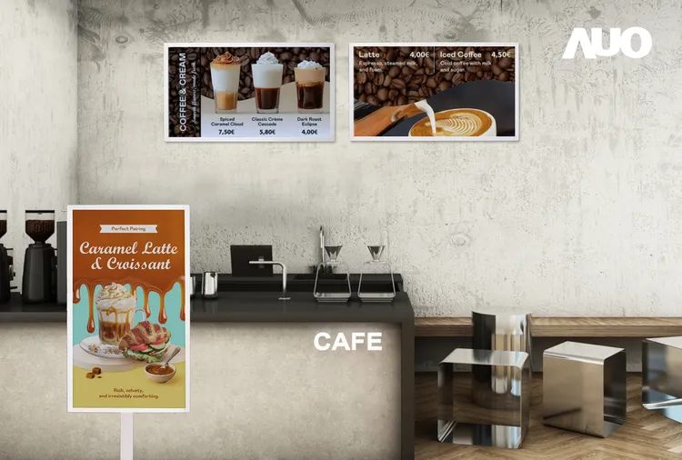 達擎首度亮相柔性彩色電子紙顯示器，其曲面、輕薄且高強韌的材料特性，可靈活彎曲貼合於柱面、牆面等空間，兼顧安全性與空間運用效率。友達提供