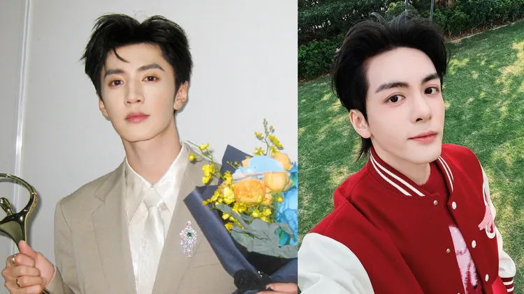 陳哲遠（左）、曾舜晞授權登錄愛奇藝AI藝人庫。翻攝微博