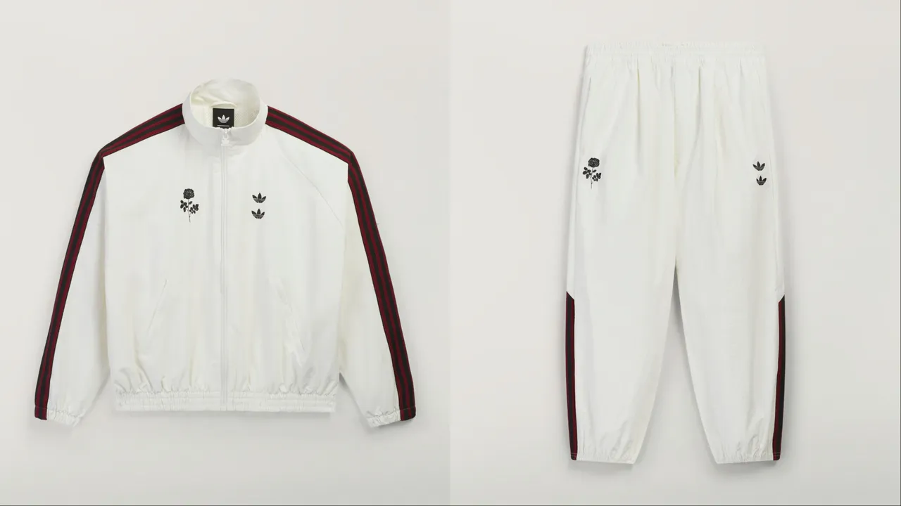 adidas Originals x Willy Chavarria「Love Prevails」系列Chavarria運動外套（左）8800元、Chavarria運動長褲（右）7200元。品牌提供