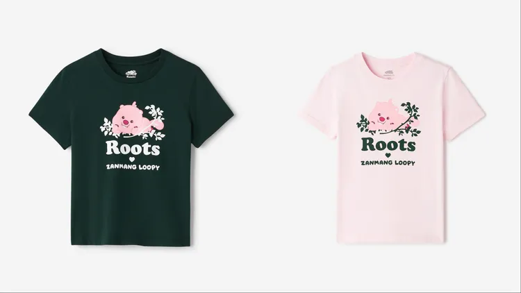 Roots x ZANMANG LOOPY聯名系列女版短袖上衣，各1780元。品牌提供
