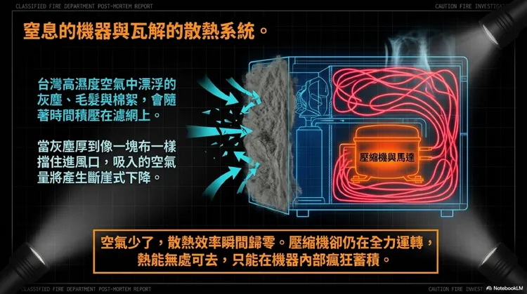 除濕機濾網需定期清潔。圖取自消防神主牌臉書粉專