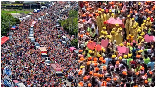 白沙屯媽祖返回通霄　香燈腳匯成「紅色長河」畫面超震撼