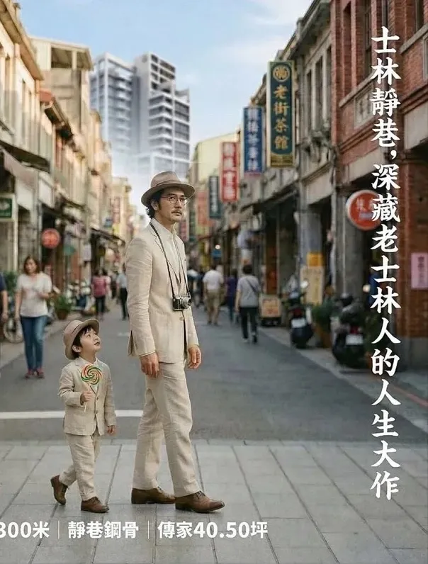 建案廣告中的男子神似金城武。翻攝Threads