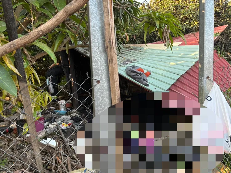 嘉義水上廢棄果園26日火警，1名街友成焦屍。翻攝畫面