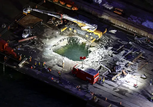 日本工地事故！500噸水泥塊砸穿地面　工人自40米鷹架墜海